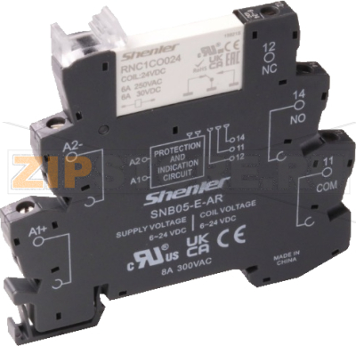 Реле интерфейсное 1CО 6A с розеткой, управление AC/DC 6-24V, винтовые зажимы Shenler RNC1CO024+SNB05-E-A 