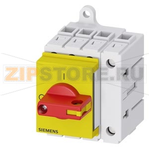 Главный выключатель 3-пол. + N, lu 63A рабоч.коммутация при AC-23 A при 400В 22,0кВт уст.в распред.шкаф базовая устан. с ручкой красный/желтый Siemens 3LD3430-0TL13 
