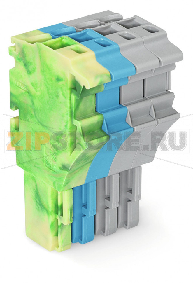 1-проводниковая розетка; 2,5 мм; 4-пол.; 2,50 mm; желто-зеленые/синие/серые Wago 2022-104/000-039/999-953 