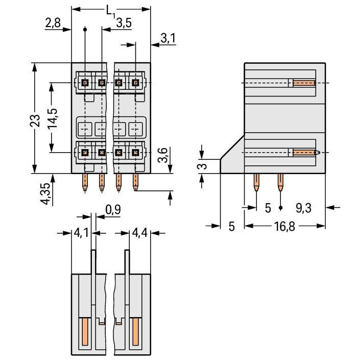 MCS MINI Двухуровневая вилка THT; 1.0 x 1.0 mm solder pin; угловые; 100% защита от неправильного подсоединения; Шаг контактов 3,5 мм; 12-пол.; светло-серые Wago 734-406/001-000 Сечение контактов 1 x 1 мм позволяет проводить ток до 10 A100% защита от неправильного подсоединенияВозможны варианты кодировки...