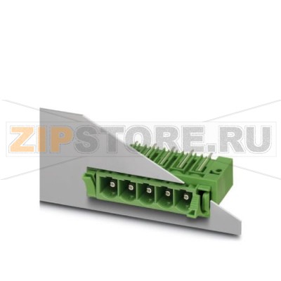 Ответная часть разъема Phoenix Contact DFK-PCV 6-16/ 5-G-10,16 Номинальный ток: 76 А, Расчетное напряжение (III/2): 1000 В, Полюсов: 5, Размер шага: 10,16 мм, Цвет: зеленый, Поверхность контакта: Серебро, Монтаж: пайка.Минимальный заказ: 10 шт.Упаковка: 10 шт.