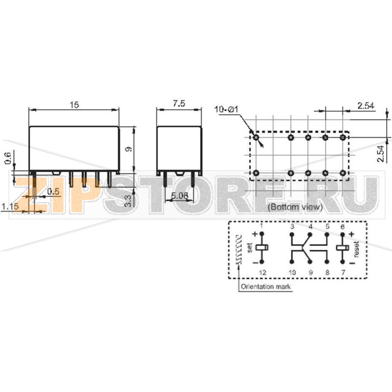 Реле электромагнитное 24 В/DC, 2 А, 1 шт Hongfa HFD3/024-L2 