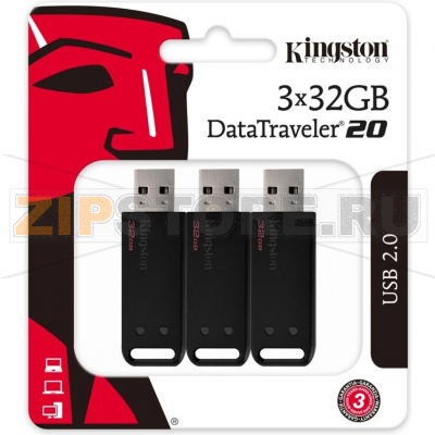 Накопитель USB 32 Гб Kingston DT20-32GB-3P 