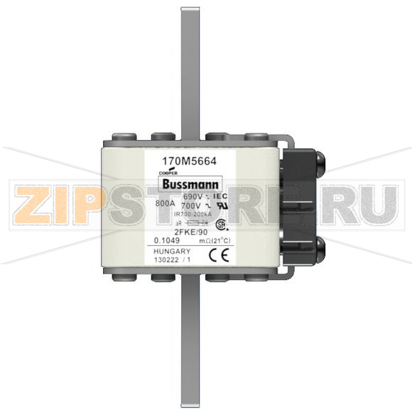 Предохранитель, 800 A, AC 690 В, 200 кА, size 2, 61x77x135 мм, aR, IEC UL Eaton FUSE 800A 690V 