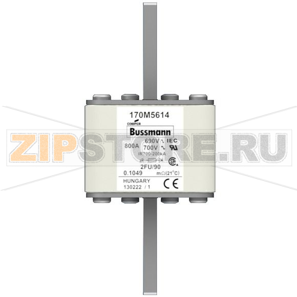Предохранитель, 800 A, AC 690 В, 200 кА, size 2, 61x77x135 мм, aR, IEC UL Eaton FUSE 800A 690V 