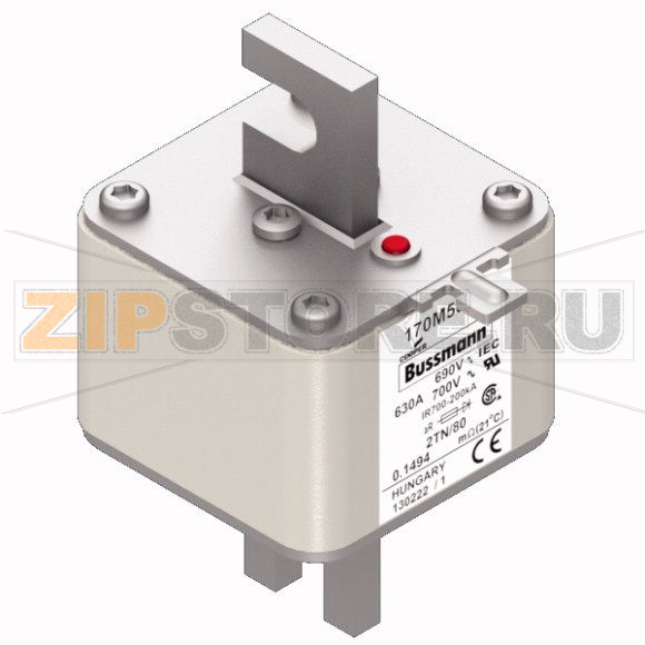 Предохранитель, 630 A, AC 690 В, 200 кА, 2, 61x75x108 мм, aR, DIN, IEC Eaton FUSE 630A 690V 2TN 