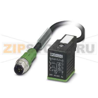 Кабель для датчика / исполнительного элемента Phoenix Contact SAC-3P-M12MS/1,5-PUR/BI-1L-S 3-полюсн., PUR/ПВХ, черный RAL 9005, Штекеры прямое M12, А-кодирование, к Штекер типа BI для электромагнитного клапана (11 мм), с помощью 1 светодиод, подключение с помощью Диод Зенера, Длина кабеля: 1,5 м.Минимальный заказ: 1 шт.Упаковка: 1 шт.