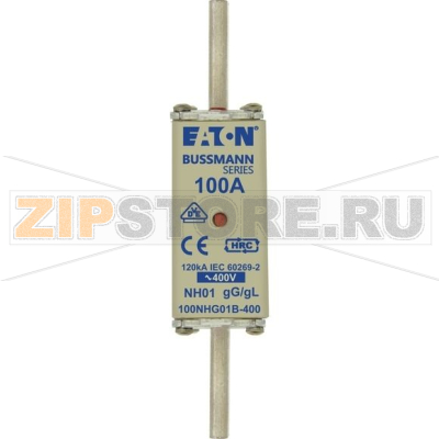 Предохранитель, 100 A, AC 400 В, 120 кА, NH01, gL/gG, IEC Eaton NH FUSE 100A 400V GG/GL SIZE 01 