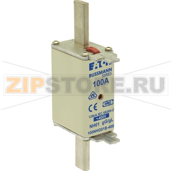 Предохранитель, 100 A, AC 400 В, 120 кА, NH01, gL/gG, IEC Eaton NH FUSE 100A 400V GG/GL SIZE 01 