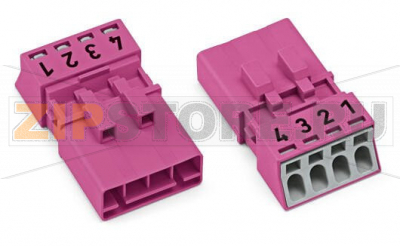 Штекер; 4-пол.; 1,50 mm; розовые Wago 890-294 Protected against mismating and maintenance-freePush-in CAGE CLAMP® spring pressure connection technology allows solid conductors to be simply pushed into a unit.Low profile with 4.4 mm pole spacingComponents can be clearly printed on and color-coded to meet custom requirements.When assembled, the installation connectors comply with IP40 and are suitable for easily accessible areas....