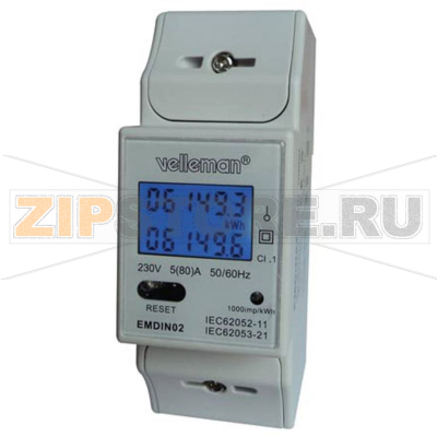 Счетчик электроэнергии 5-80 A, 35x60 мм Velleman EMDIN02 