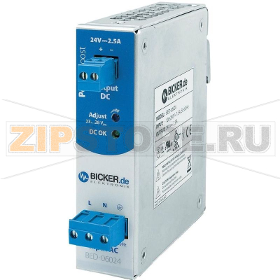 Блок питания на DIN-рейку 24 В, 2.5 А, 60 Вт Bicker Elektronik BED-06024 