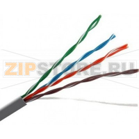 Кабель связи витая пара U/UTP, кат.5E 4x2х24AWG solid, LSZH, 305м, серый