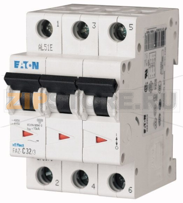 Выключатель автоматический 0,25А, кривая откл. C, 3 полюса, откл. способ. 15 кА Eaton FAZ-C0,25/3 