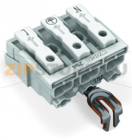 Lighting connector; push-button, external; with snap-in ground contact; 3-pole; Lighting side: for solid conductors; Inst. side: for all conductor types; max. 2.5 mm; Surrounding air temperature: max 85°C (T85); 2,50 mm; white Wago 294-4223