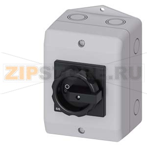 3-полюсный главный/аварийный выключатель IU=16, P/AC-23A AT 400V=7.5kW 1НO+1НЗ, 1N клемма +1PE клемма пластиковый корпус , IP65 поворотная рукоятка черная Siemens 3LD2064-1GP51 