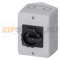 3-полюсный главный/аварийный выключатель IU=16, P/AC-23A AT 400V=7.5kW 1НO+1НЗ, 1N клемма +1PE клемма пластиковый корпус , IP65 поворотная рукоятка черная Siemens 3LD2064-1GP51