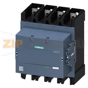 Контактор, AC-1, 500 А/400 В/40 &amp;#176;C, S12, четырехполюсный, 48–130 В AC/DC, 2 НО + 2 НЗ, присоединительная шина/ винтовой зажим Siemens 3RT1374-6AF36 