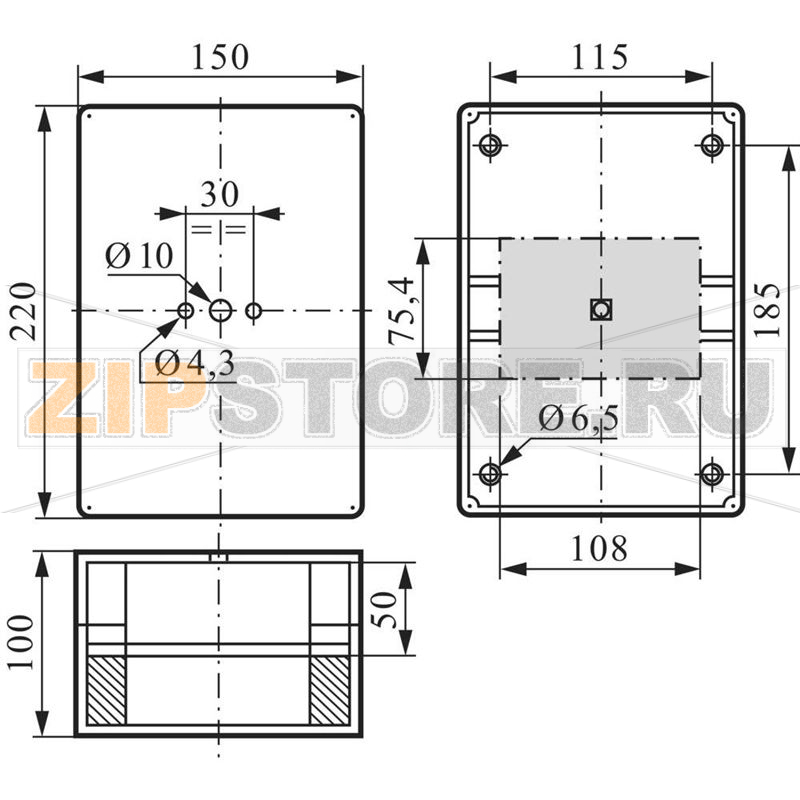 Корпус пустой 108x220x100 мм, серый, 1 шт Baco BA172559 