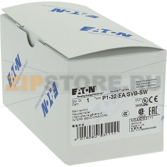 Выключатели главные, P1, 32 A, монтаж, 3-полюсн Eaton P1-32/EA/SVB-SW 