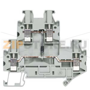 Two-tier diode terminal with screw terminal Terminal size 2.5 mm2 Terminal width 5.2 mm Color gray with diodes Passage from top to bottom Siemens 8WH1020-5AF00 