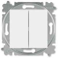 Выключатель кнопочный, двухклавишный, белый ABB 2CHH598745A6003