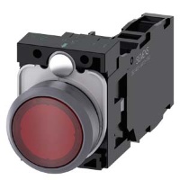 КНОПКА С ПОДСВЕТКОЙ, 22MM, КРУГЛАЯ,  ПЛАСТИК С МЕТАЛЛИЧЕСКИМ ФРОНТАЛЬНЫМ КОЛЬЦОМ, КРАСНАЯ, ПЛОСКАЯ КНОПКА, КОНТАКТЫ МГНОВЕННОГО ДЕЙСТВИЯ, С ДЕРЖАТЕЛЕМ, 1NO+1NC, МОДУЛЬ ПОДСВЕТКИ С ИНТЕГРИРОВАННЫМ СВЕТОДИОДОМ 110V AC, ВИНТОВЫЕ КЛЕММЫ, С ГРАВИРОВКОЙ ЛАЗЕРОМ