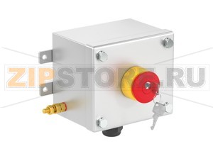 Модуль управления Control Unit Ex e, Stainless Steel, Emergency Stop LCS1.JRMX.A.1 Pepperl+Fuchs Electrical specificationsOperating voltage250 V max.Operating current16 A max.Terminal capacity2.5 mm2Functionmushroom buttonColorredContact configuration1x NO / 1x NCUsage categoryAC12 - 12 ... 250 V AC - 16 AAC15 - 12 ... 250 V AC - 10 ADC13 - 12 ... 110 V DC - 1 ADC13 - 12 ... 24 V DC - 1ANumber of poles2Operator actionlatching , key releaseLockableyesMechanical specificationsHeight102 mm (A)Width116 mm (B)Depth85.5 mm (C)External dimension117 mm with operators (C1) 92.2 mm with screws (C2) 145 mm with mounting brackets (K)Fixing holes distance, height41 mm (G)Fixing holes distance, width130 mm (H)Enclosure coverfully detachableCover fixingM6 stainless steel hexagon head screwsFixing holes diameter6.1 mm (J)Degree of protectionIP66Cable entryNumber of cable entries1x M20 in face B fitted with polyamide Ex e cable glandDefined entry areaface BMaterialEnclosure1.5 mm 316L, (1.4404) stainless steelFinishelectropolishedSealone piece closed cell neopreneMass1.5 kgMountingmouting brackets with 6.1 mm screw holesGroundingM6 internal/external brass grounding boltAmbient conditionsAmbient temperature-40 ... 55 °C (-40 ... 131 °F) @ T4 -40 ... 40 °C (-40 ... 104 °F) @ T6 Data for application in connection with hazardous areasEU-Type Examination CertificateCML 16 ATEX 3009 XMarking II 2 GD Ex db eb mb IIC T* Gb Ex tb IIIC T** °C Db T6/T80 °C @ Ta +40 °C T4/T130 °C @ Ta +55 °CInternational approvalsIECEx approvalIECEx CML 16.0008XEAC approvalTC RU C-DE.GB06.B.00567ConformityDegree of protectionEN 60529General informationSupplementary informationEC-Type Examination Certificate, Statement of Conformity, Declaration of Conformity, Attestation of Conformity and instructions have to be observed where applicable. For information see www.pepperl-fuchs.com.AccessoriesOptional accessoriesEngraved traffolyte tag labelEngraved AISI 316L stainless steel tag labelColor in-fill stainless steel tag label
