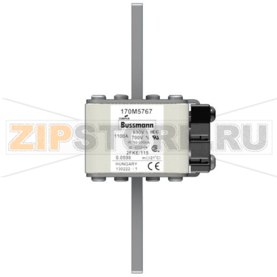 Предохранитель, 1100 A, AC 600 В, 200 кА, size 2, 61x77x135 мм, aR, IEC UL Eaton FUSE 1100A 60 