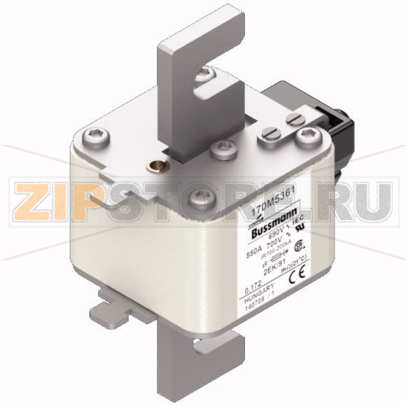 Предохранитель, 550 A, AC 690 В, 200 кА, size 2, 61x77x126 мм, aR, IEC UL Eaton FUSE 550A 690V 