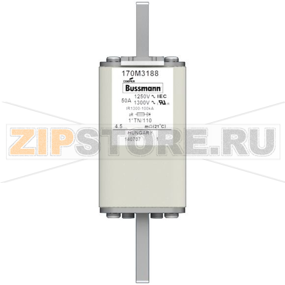 Предохранитель, 50 A, AC 1250 В, 100 кА, size 1, 45x58x138 мм, aR, DIN, IEC Eaton FUSE 50A 1250 