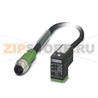 Кабель для датчика / исполнительного элемента Phoenix Contact SAC-3P-M12MS/1,5-PUR/CI-1L-S 3-полюсн., PUR/ПВХ, черный RAL 9005, Штекеры прямое M12, А-кодирование, к Штекер типа CI для электромагнитного клапана (9,4 мм), с помощью 1 светодиод, подключение с помощью Диод Зенера, Длина кабеля: 1,5 м.Минимальный заказ: 1 шт.Упаковка: 1 шт.