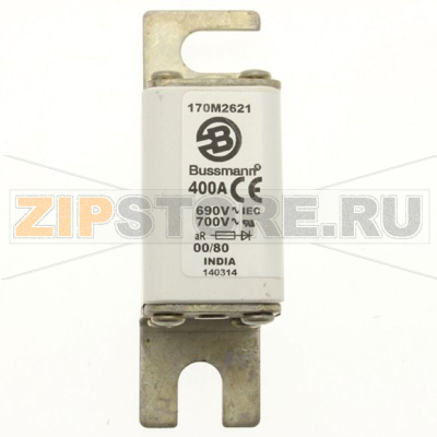 Предохранитель, 400 A, AC 690 В, 200 кА, DIN 00, aR, DIN, IEC Eaton 400A 690V aR 00/80 SQ. BODY IND 
