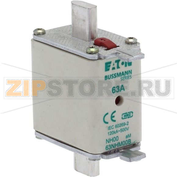 Предохранитель, 63 A, AC 500 В, 120 кА, NH00, aM, IEC Eaton FUSE NH SIZE 00 AM 63A 500V 