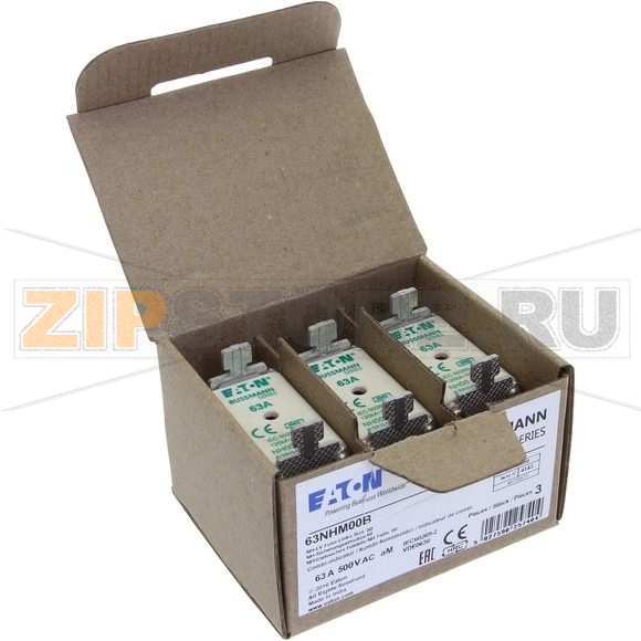 Предохранитель, 63 A, AC 500 В, 120 кА, NH00, aM, IEC Eaton FUSE NH SIZE 00 AM 63A 500V 
