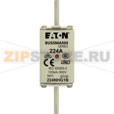 Предохранитель, 224 A, AC 500 В, 120 кА, NH1, gL/gG, IEC Eaton NH FUSE 224A 500V GG/GL SIZE 1 