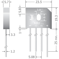 Мост диодный 6 А, 200 В, кремниевый, однофазный, корпус: SIL-4 Diotec KBU6D