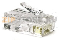 Hyperline PLUG-8P8C-UV-C6-100 Разъем RJ-45(8P8C) под витую пару, категория 6 (50 µ''/ 50 микродюймов), универсальный (для одножильного и многожильного кабеля), со вставкой (100 шт)