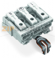 Lighting connector; push-button, external; with snap-in ground contact; 3-pole; Lighting side: for solid conductors; Inst. side: for all conductor types; max. 2.5 mm; Surrounding air temperature: max 85°C (T85); 2,50 mm; white Wago 294-4253