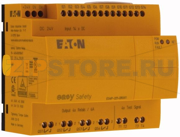 Реле безопасности easySafety, 24VDC, 14DI, 4DO реле, EasyNet Eaton ES4P-221-DRXX1 