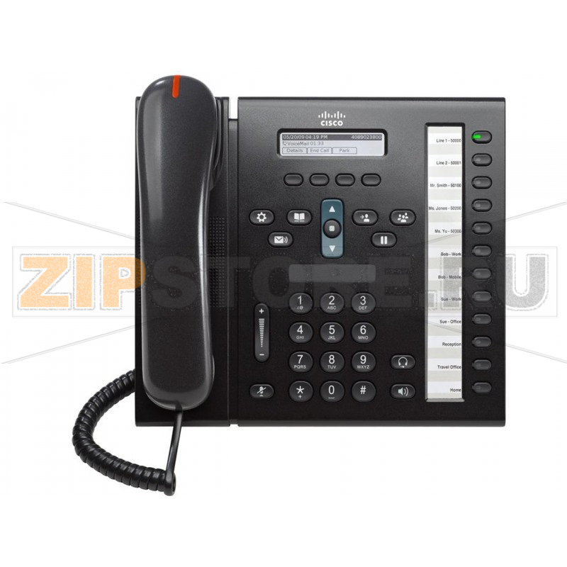 IP-телефон 48 В/DC, 12 линий, 2xFE (PoE), SIP/SCCP, 396x81 пкс, RJ-9 Cisco CP-6961-CL-K9 