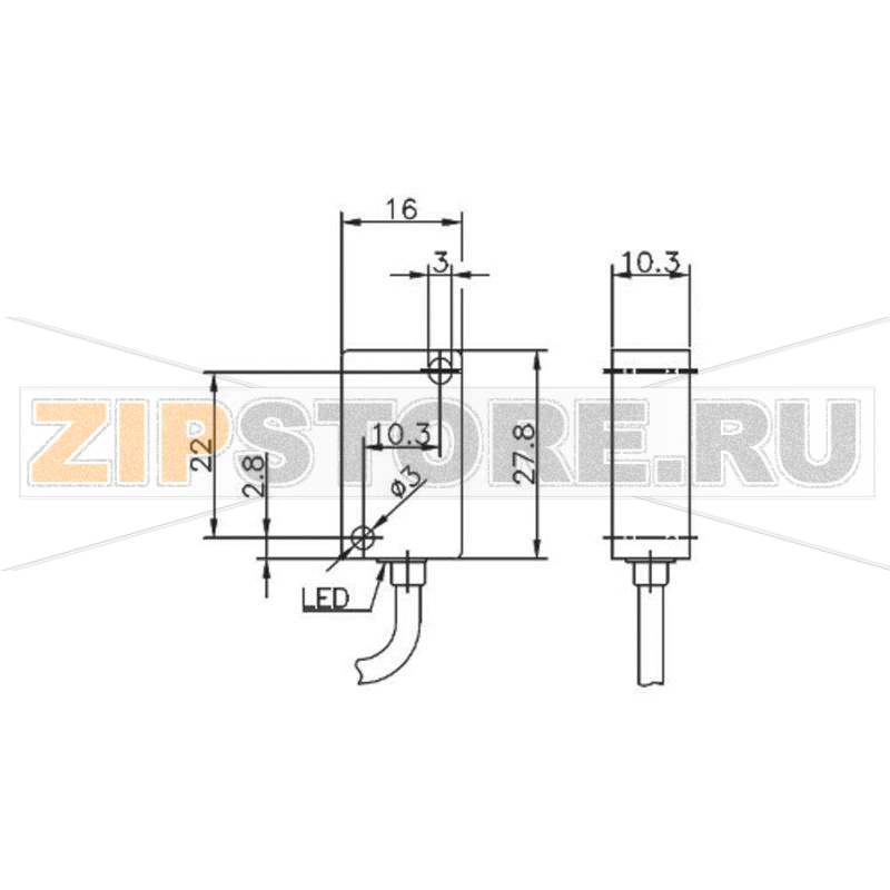 Геркон магнитный 150 В/DC, 150 В/AC, 1 A, 20 ВА Secatec MKD16OUAK 