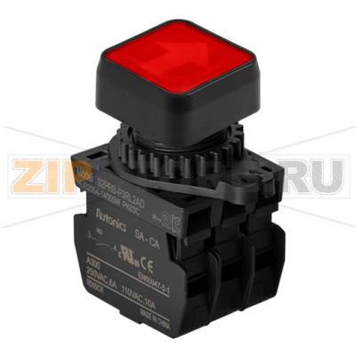 Выключатель кнопочный, Ø отверстия: 22/25 мм Autonics S2PRS-P3RL2ADM 
