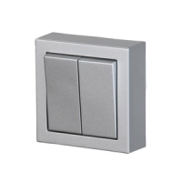 Выключатель двухклавишный, монтаж: накладной, алюминий ABB 2TKA00001600