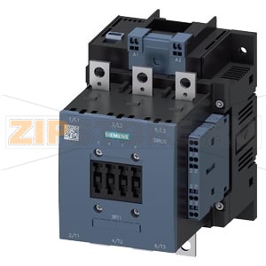 Траекторный контактор, AC-1 275 A, 690 В Катушка 110 В DC x (0,7–1,25) ПЛК-вход 24–110 В DC Вспомогательные контакты 2 НО + 2 НЗ 3-полюсн., типоразмер S6, шинные соединения Подключение катушки: пружинная клемма Siemens 3RT1456-2XF46-0LA2 