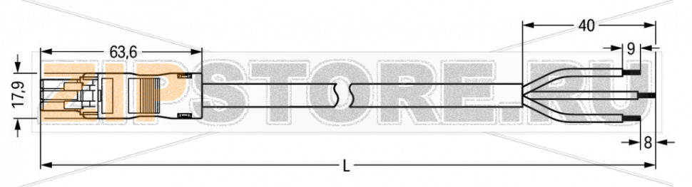 pre-assembled connecting cable; Eca; Socket/open-ended; 3-pole; Cod. A; H05VV-F 3G 1.5 mm; 7 m; 1,50 mm; white Wago 891-8993/106-702 Protected against mismating and maintenance-freeLow profile with 4.4 mm pole spacing...