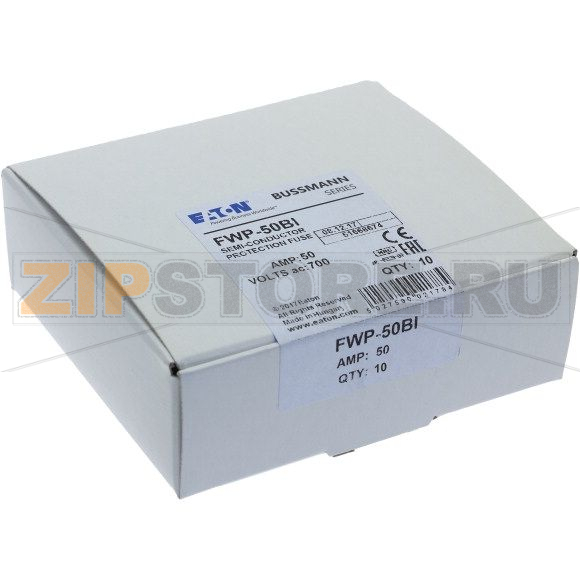 Предохранитель, 50 A, AC 700 В, DC 700 В, 200 кА, 21x112 мм, aR, UL Eaton 50AMP 700V AC SEMI-COND 