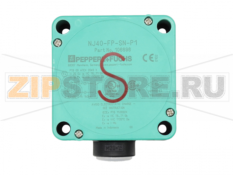 Индуктивный датчик Inductive sensor NJ40-FP-SN-P1 Pepperl+Fuchs General specificationsSwitching functionNormally closed (NC)Output typeNAMUR with safety functionRated operating distance40 mmInstallationnon-flushAssured operating distance0 ... 32.4 mmReduction factor rAl 0.4Reduction factor rCu 0.3Reduction factor r304 0.85Safety Integrity Level (SIL)up to SIL3 acc. to IEC 61508 Danger! In safety-related applications the sensor must be operated with a qualified fail safe interface from Pepperl+Fuchs, such as KFD2-SH-EX1.Consider the "exida Functional Safety Assessment" document which is available on www.pepperl-fuchs.com as an integral part of this product's documentation.Output type2-wireNominal ratingsNominal voltage8.2 V (Ri approx. 1 k&Omega)Switching frequency0 ... 100 HzCurrent consumptionMeasuring plate not detected&ge 3 mAMeasuring plate detected&le 1 mAFunctional safety related parametersMTTFd7560 aMission Time (TM)20 aDiagnostic Coverage (DC)0 %Compliance with standards and directivesStandard conformityNAMUREN 60947-5-6:2000 IEC 60947-5-6:1999Approvals and certificatesUL approvalcULus Listed, General PurposeCSA approvalcCSAus Listed, General PurposeCCC approvalCCC approval / marking not required for products rated &le36 VAmbient conditionsAmbient temperature-40 ... 100 °C (-40 ... 212 °F)Mechanical specificationsConnection typescrew terminalsCore cross-sectionup to 2.5 mm2Housing materialPBTSensing facePBTDegree of protectionIP68General informationUse in the hazardous areasee instruction manualsCategory2G 1D
