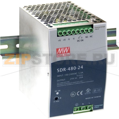 Блок питания на DIN-рейку, 48 В, 10 А, 480 Вт Mean Well SDR-480-48 