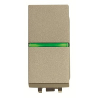 Механизм одноклавишного однополюсного выключателя с клавишей и контрольной подсветкой, одномодульный, шампань ABB 2CLA210150N1901